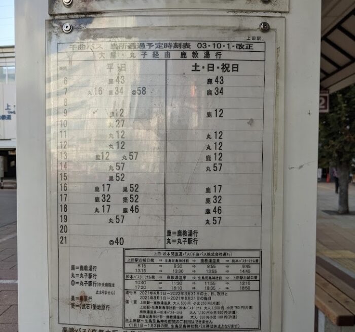 上田駅　バス時刻表